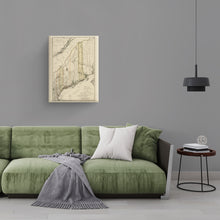 Load image into Gallery viewer, Digitally Restored and Enhanced 1798 Maine Map Canvas Art - Canvas Wrap Vintage Map of Maine Poster - Old Maine Wall Art - Restored State of Maine Map Poster Showing Counties & Civil Subdivisions