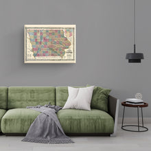 Load image into Gallery viewer, Digitally Restored and Enhanced 1856 Iowa Map Canvas Art - Canvas Wrap Vintage State of Iowa Wall Art - Old Iowa State Map - Restored Iowa Map Poster - Sectional & Geological Map of Iowa Poster