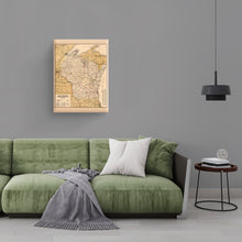 Load image into Gallery viewer, Digitally Restored and Enhanced 1900 Wisconsin Map Canvas Art - Canvas Wrap Vintage Wisconsin Wall Art - Railroad History Map of Wisconsin Poster