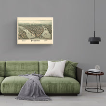 Load image into Gallery viewer, Digitally Restored and Enhanced 1902 Pittsburgh Map Canvas - Canvas Wrap Vintage Pittsburgh Map - Old Pittsburgh Wall Art - Restored Pennsylvania Map - Bird's Eye View Map of Pittsburgh Pennsylvania