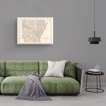 Load image into Gallery viewer, Digitally Restored and Enhanced 1886 Arkansas Map Canvas - Canvas Wrap Vintage Map of Arkansas Wall Art - Old Arkansas State Map - Historic AR Map Poster - Arkansas Map Art from General Land Office