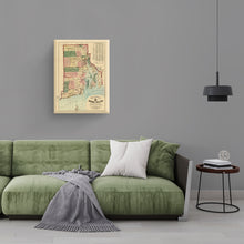 Load image into Gallery viewer, Digitally Restored and Enhanced 1880 Rhode Island State Map Canvas Art - Canvas Wrap Vintage Rhode Island Poster - Old Rhode Island Wall Art - Map of Rhode Island Print & Providence Plantations