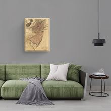 Load image into Gallery viewer, Digitally Restored and Enhanced 1777 New Jersey Map Art - Canvas Wrap Vintage Map of New Jersey - Historic NJ Map - Restored Province of New Jersey Map Divided Into East & West Wall Art Poster