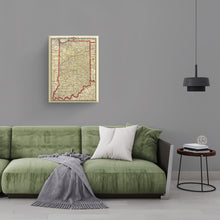 Load image into Gallery viewer, Digitally Restored and Enhanced 1888 Indiana Map Poster Canvas Art - Canvas Wrap Vintage Map of Indiana Wall Art - Old Indiana State Map Print - Restored Township & Rail Road Map of Indiana State
