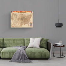 Cargar imagen en el visor de la galería, 1892 Estados Unidos Mapa Lienzo Arte - Lienzo Abrigo Vintage EE. UU. Mapa - Historia Mapa de los Estados Unidos Unión Pacífico Pared Arte Póster Impresión
