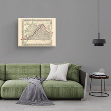 Cargar imagen en el visor de la galería, Digitally Restored and Enhanced 1863 Virginia & West Virginia Map Canvas - Canvas Wrap Vintage Virginia Wall Map History - Old West Virginia Wall Art