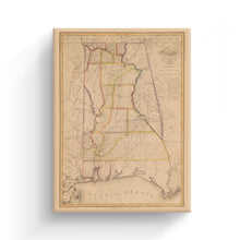 Load image into Gallery viewer, Digitally Restored and Enhanced 1819 Alabama Map Canvas - Canvas Wrap Vintage Alabama Map - Old Alabama Poster Print - History Map of Alabama Wall Art