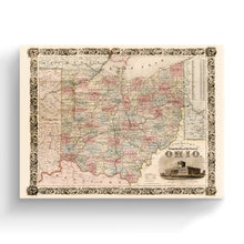Cargar imagen en el visor de la galería, Digitally Restored and Enhanced 1851 Ohio Map Canvas Art - Canvas Wrap Vintage Ohio State Wall Art - Historic Ohio Map Poster - Old Map of Ohio Poster - Township Map of the State of Ohio Wall Map