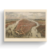 Load image into Gallery viewer, Digitally Restored and Enhanced 1865 Map of New York Canvas - Canvas Wrap Vintage New York Map - Old New York Wall Art - Historic Wall Map of New York City Poster - Bird's Eye View New York & Environs