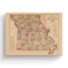 Load image into Gallery viewer, Digitally Restored and Enhanced 1861 Missouri Map Canvas Art - Canvas Wrap Vintage Missouri Map Poster - Historic MO Map - Old Missouri Wall Art - Missouri State Map - Official Wall Map of Missouri