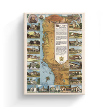 Load image into Gallery viewer, Digitally Restored and Enhanced 1949 California Map Canvas - Canvas Wrap Vintage Map of California Missions - Old California Wall Art - Historic California Wall Map - Restored California Missions Map