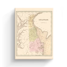 Cargar imagen en el visor de la galería, Digitally Restored and Enhanced 1838 Delaware Map Canvas Art - Canvas Wrap Vintage Delaware Wall Art - History Map of Delaware Poster - Old Delaware State Map Showing Minor Civil Division