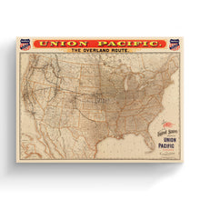 Cargar imagen en el visor de la galería, 1892 Estados Unidos Mapa Lienzo Arte - Lienzo Abrigo Vintage EE. UU. Mapa - Historia Mapa de los Estados Unidos Unión Pacífico Pared Arte Póster Impresión