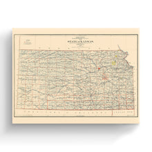 Load image into Gallery viewer, Digitally Restored and Enhanced 1898 Kansas Map Canvas Art - Canvas Wrap Vintage Kansas Poster - Old Map of Kansas Wall Art - Restored State of Kansas Map Poster - Historic Kansas Wall Map Print