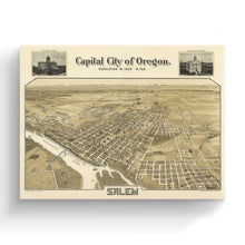 Load image into Gallery viewer, Digitally Restored and Enhanced 1905 Salem Oregon Map Canvas Art - Canvas Wrap Vintage Salem State of Oregon Map - History Map of Oregon Poster - Bird's Eye View of Salem Oregon Wall Art