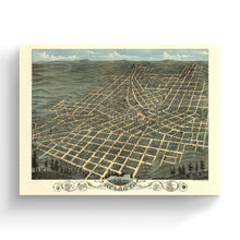 Load image into Gallery viewer, Digitally Restored and Enhanced 1871 Atlanta Georgia Map Canvas - Canvas Wrap Vintage Atlanta Poster - History Map of Atlanta Georgia - Old City of Atlanta Wall Art - Bird's Eye View Map of Atlanta GA