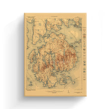 Load image into Gallery viewer, Digitally Restored and Enhanced 1922 Acadia National Park Maine Map Canvas Art - Canvas Wrap Vintage Map of Maine Wall Art - Historic Map of Acadia National Park - Restored Maine Poster