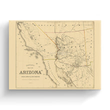 Load image into Gallery viewer, Digitally Restored and Enhanced 1865 Arizona Map Canvas Art - Canvas Wrap Vintage Arizona Map Poster - Old Arizona Wall Art - History Map of Arizona