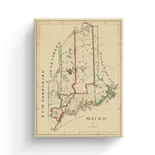 Load image into Gallery viewer, Digitally Restored and Enhanced 1820 Maine Map Canvas Art - Canvas Wrap Vintage Maine Wall Art - Historic Map of Maine Poster - Old Map of the State of Maine Poster - Restored ME Map Print