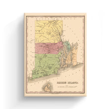 Cargar imagen en el visor de la galería, Digitally Restored and Enhanced 1829 Rhode Island State Map Canvas Art - Canvas Wrap Vintage Rhode Island Wall Art - Old Rhode Island Poster - Historic RI Map - Restored Map of Rhode Island Print