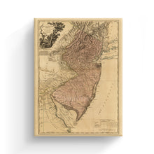 Load image into Gallery viewer, Digitally Restored and Enhanced 1777 New Jersey Map Art - Canvas Wrap Vintage Map of New Jersey - Historic NJ Map - Restored Province of New Jersey Map Divided Into East & West Wall Art Poster