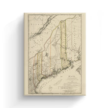 Load image into Gallery viewer, Digitally Restored and Enhanced 1798 Maine Map Canvas Art - Canvas Wrap Vintage Map of Maine Poster - Old Maine Wall Art - Restored State of Maine Map Poster Showing Counties & Civil Subdivisions