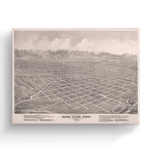 Load image into Gallery viewer, Digitally Restored and Enhanced 1875 Utah Map Canvas - Canvas Wrap Vintage Salt Lake City Map - Old Utah Wall Art - Historic Utah Poster - Restored Bird's Eye View of Salt Lake City Utah Wall Map
