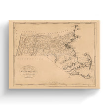 Load image into Gallery viewer, Digitally Restored and Enhanced 1796 Massachusetts Map Canvas - Canvas Wrap Vintage Massachusetts Wall Art - Old Map of Massachusetts State - Massachusetts Poster - Historic Massachusetts State Map
