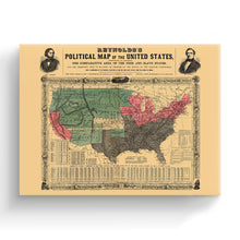 Load image into Gallery viewer, Digitally Restored and Enhanced 1856 United States Map Canvas Art - Canvas Wrap Vintage USA Map Poster Print - Old United States Wall Map - Historic Political Map of United States Wall Art
