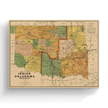 Cargar imagen en el visor de la galería, Digitally Restored and Enhanced 1892 Indian & Oklahoma Territory Map Canvas Art - Canvas Wrap Vintage Oklahoma Map Poster - Old Oklahoma Wall Art - Indian Territory Map & Oklahoma State Poster Map