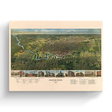 Load image into Gallery viewer, Digitally Restored and Enhanced 1891 Houston Map Canvas Art - Canvas Wrap Vintage Houston City Map - History Map of Houston TX - Old Houston Wall Art - Bird's Eye View of Houston Texas Map