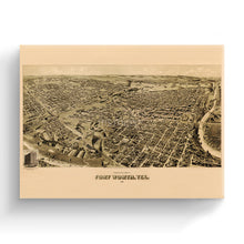 Load image into Gallery viewer, Digitally Restored and Enhanced 1891 Fort Worth Map Canvas - Canvas Wrap Vintage Fort Worth Texas Map - Old Fort Worth Wall Art - Fort Worth City TX Map History - Perspective Map of Fort Worth Poster