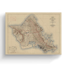 Load image into Gallery viewer, Digitally Restored and Enhanced 1938 Oahu Hawaii Map Canvas - Canvas Wrap Vintage Oahu Wall Art - Old Map of Oahu Hawaii Poster - Historic Topographic Map of Oahu Poster - City & County of Honolulu HI