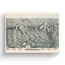 Load image into Gallery viewer, Digitally Restored and Enhanced 1890 White Mountains Map Canvas - Canvas Wrap Vintage Map of the White Mountains - Bird's Eye View Map of White Mountains New Hampshire Showing Index to Summits Wall Art Poster