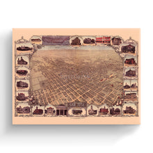 Load image into Gallery viewer, Digitally Restored and Enhanced 1901 San Jose California Map Canvas - Canvas Wrap Vintage San Jose Wall Art - Old San Jose Poster - History Map of San Jose CA - Bird's Eye View of San Jose CA Map