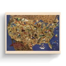 Cargar imagen en el visor de la galería, Digitally Restored and Enhanced 1946 United States Map Canvas - Canvas Wrap Vintage USA Map Poster - Old Map of the United States - Historic Map of USA - Map of United States Wall Art & Its Folklore