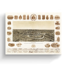 Cargar imagen en el visor de la galería, Digitally Restored and Enhanced 1892 Dallas Texas Map Canvas - Canvas Wrap Vintage Dallas Map - Old Dallas Wall Art - History Map of Dallas Texas Poster - Bird's Eye View of Dallas City TX Map