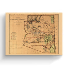 Load image into Gallery viewer, Digitally Restored and Enhanced 1876 Arizona Map Canvas - Canvas Wrap Vintage Arizona Map - Old Arizona Wall Art - History Map of Arizona Territory