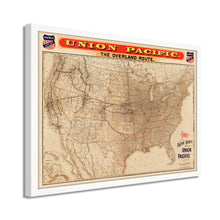 Cargar imagen en el visor de la galería, Digitally Restored and Enhanced 1892 Union Pacific Map of the United States - Framed Vintage USA Map - Old United States Map History