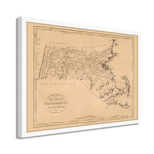 Cargar imagen en el visor de la galería, Digitally Restored and Enhanced 1796 Massachusetts State Map Print - Framed Vintage Map of Massachusetts Poster - Old Massachusetts Wall Art - Restored Map of Massachusetts State