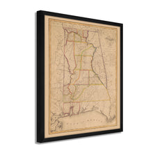 Load image into Gallery viewer, Digitally Restored and Enhanced 1819 Alabama Map - Framed Vintage Alabama Map - History Map of Alabama Poster - Old Alabama Wall Art