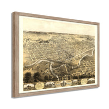 Cargar imagen en el visor de la galería, Digitally Restored and Enhanced 1868 Fort Wayne Indiana Map - Framed Vintage Fort Wayne Indiana Map - Old Fort Wayne Print - Bird's Eye View of Fort Wayne Indiana Wall Art Poster