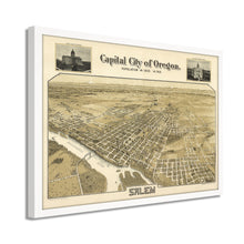 Cargar imagen en el visor de la galería, Digitally Restored and Enhanced 1905 Salem Oregon Map - Framed Vintage Salem City State of Oregon Map - History Map of Oregon Poster - Bird's Eye View of Salem Oregon Wall Art