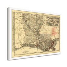 Cargar imagen en el visor de la galería, Digitally Restored and Enhanced 1896 Louisiana State Map - Framed Vintage Louisiana Map Poster - Old Louisiana Wall Art - Restored Louisiana State Map Poster Showing Cities & Towns