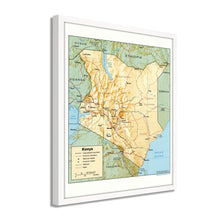 Load image into Gallery viewer, Digitally Restored and Enhanced 1988 Kenya Map Print - Framed Vintage Kenya Wall Art Map - Old Kenya Wall Map - Historic Kenya Wall Art - Restored Map of Kenya Poster