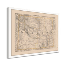 Load image into Gallery viewer, Digitally Restored and Enhanced 1891 Wyoming Map Poster - Framed Vintage Wyoming Map - Restored Wyoming State Map Print - History Map of Wyoming Poster - Old Wyoming Wall Art