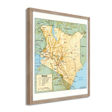 Load image into Gallery viewer, Digitally Restored and Enhanced 1988 Kenya Map Print - Framed Vintage Kenya Wall Art Map - Old Kenya Wall Map - Historic Kenya Wall Art - Restored Map of Kenya Poster