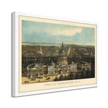 Cargar imagen en el visor de la galería, Digitally Restored and Enhanced 1871 Map of Washington DC Poster - Framed Vintage Washington DC Map Print - History Map of Washington DC Wall Art - Bird's Eye View of Washington City