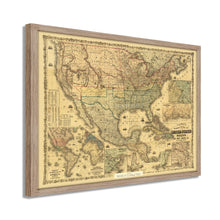 Load image into Gallery viewer, Digitally Restored and Enhanced 1862 United States Map Poster - Framed Vintage Map of United States Wall Art - Colton's Railroad & Military Map of the United States Mexico West Indies