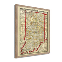 Load image into Gallery viewer, Digitally Restored and Enhanced 1888 Indiana Map Poster - Framed Vintage Map of Indiana - Restored Indiana State Map Print - Old Township & Rail Road Map of Indiana Wall Art